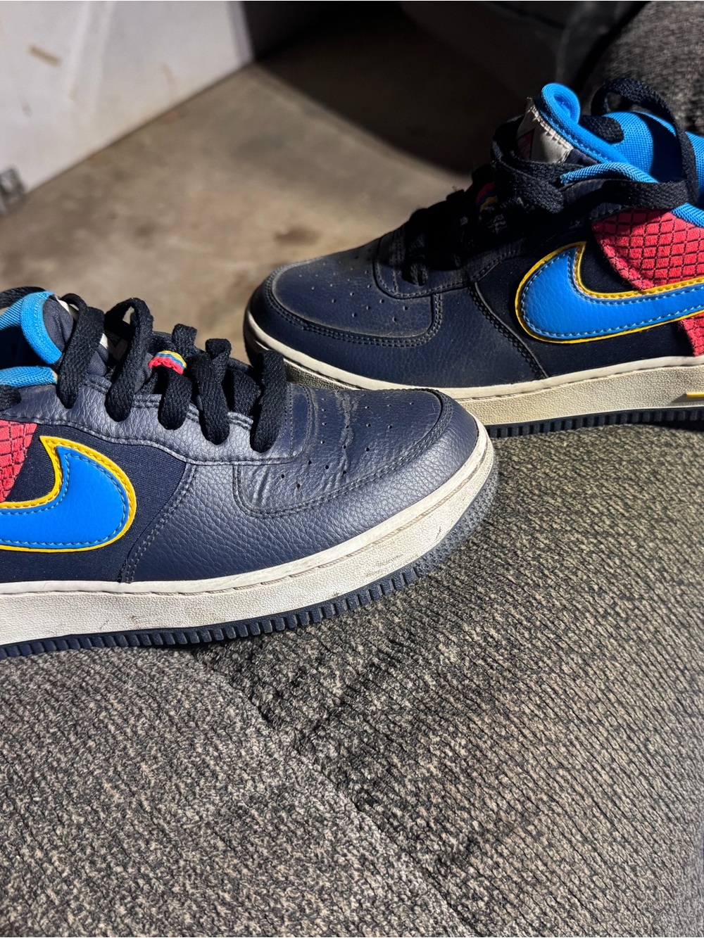 Nike Women's Navy, Bright Blue & Red Low-Top Sneakers with Yellow Trim
